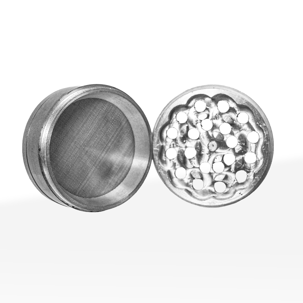 Herb Grinder | 4 Piece Silver | 2.5" / 63mm - Metal - Biohazard Inc