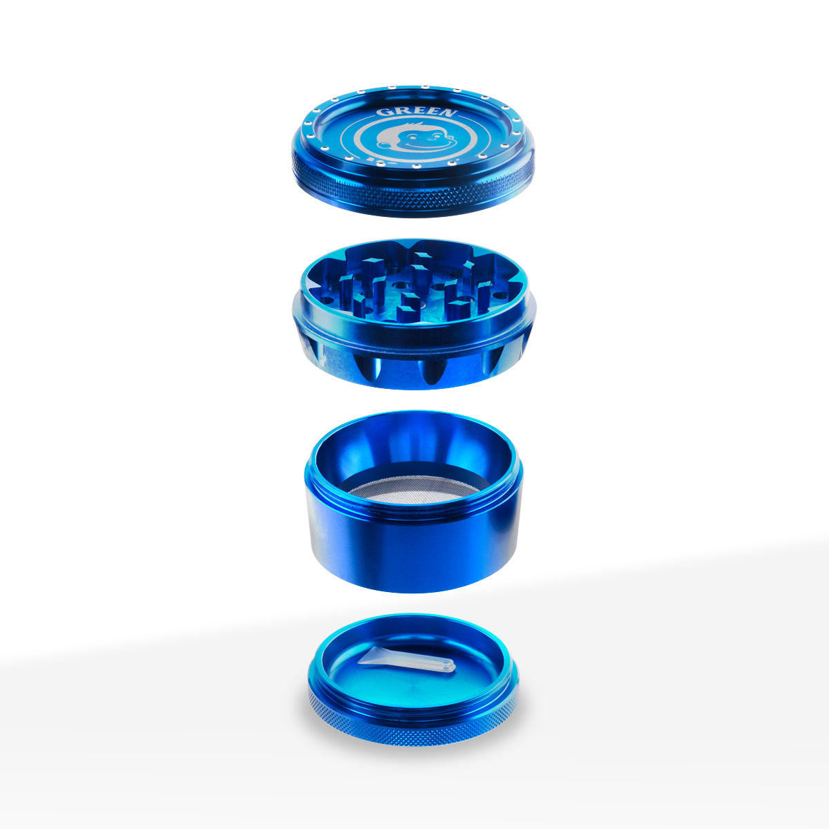Green Monkey Herb Grinder | 4 Piece Tamarin | 2.75" / 70mm - Blue - Aluminum