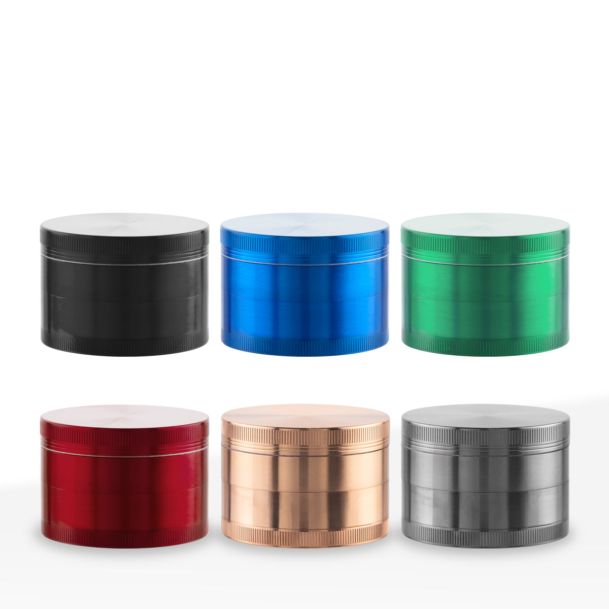 Grinder | Anodized Aluminum Alloy Magnetic Grinder | 63mm x 44mm - 4 Piece - Assorted Colors - 6 Count