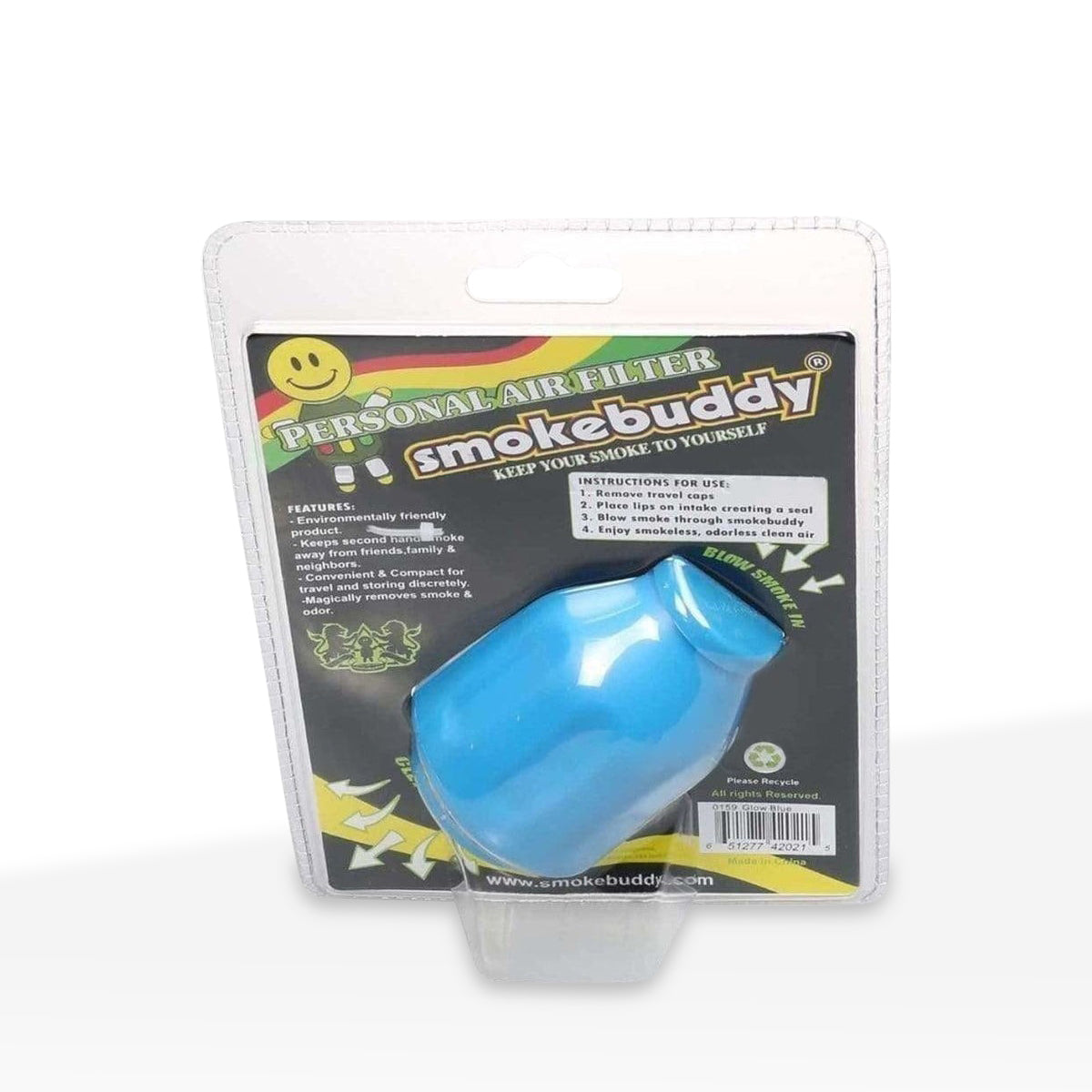 Smoke Buddy | Large - Glow in the Dark Blue Biohazard Inc