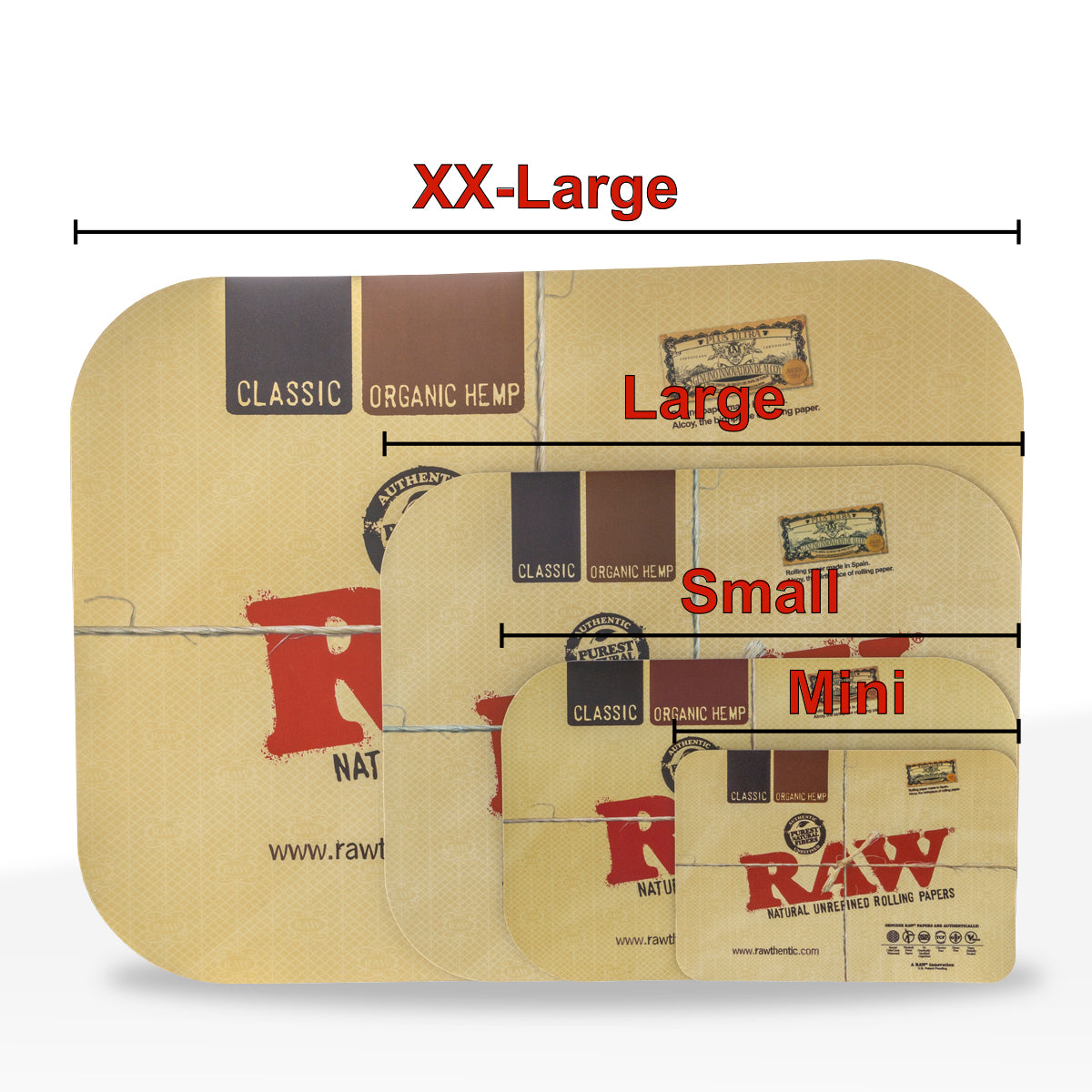 RAW® | Magnetic Tray Cover | Metal - Size Comparison Chart