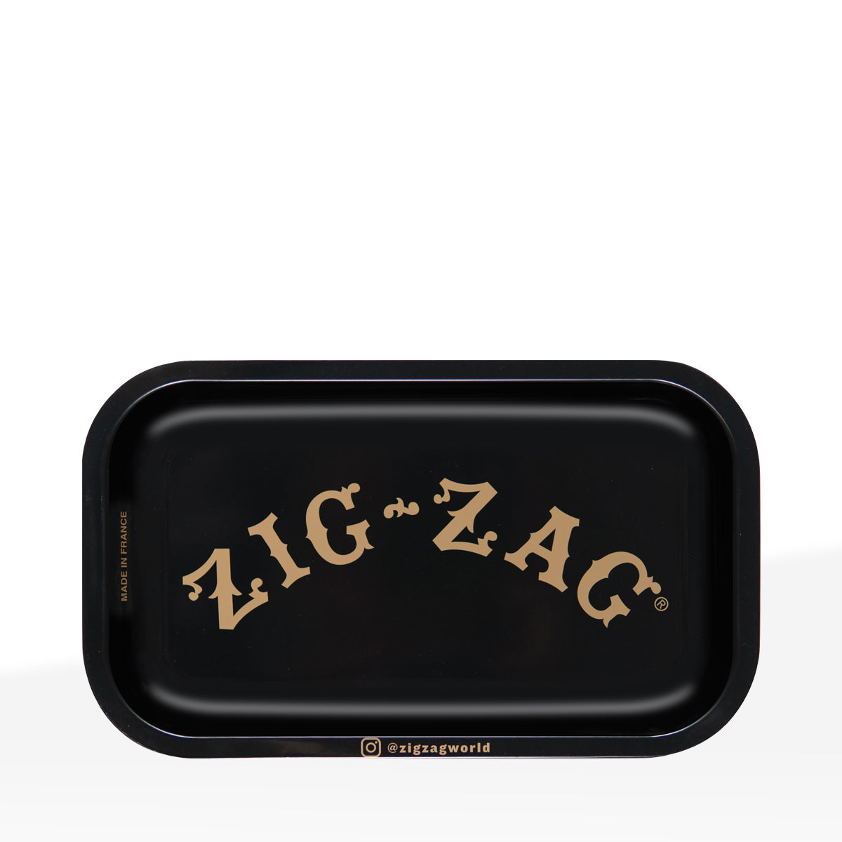 Zig-Zag® Rolling Tray | 'Black w/ Brown Logo' | Small - 10.65" x 6.3" - Metal