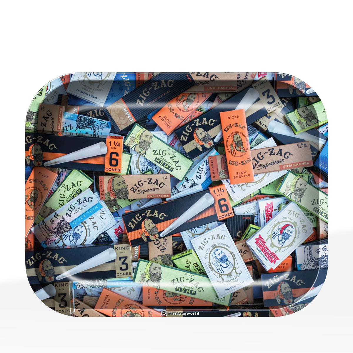 Zig-Zag® Rolling Tray | 'Paper Mix' | Large - 13.4" x 10.8" - Metal