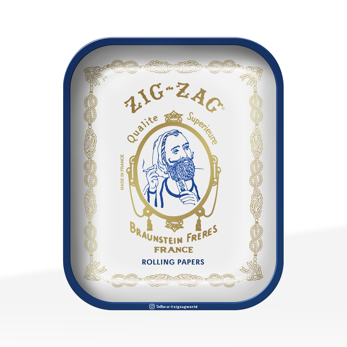 Zig-Zag® Rolling Tray | 'White' | Large - 13.4" x 10.8" - Metal