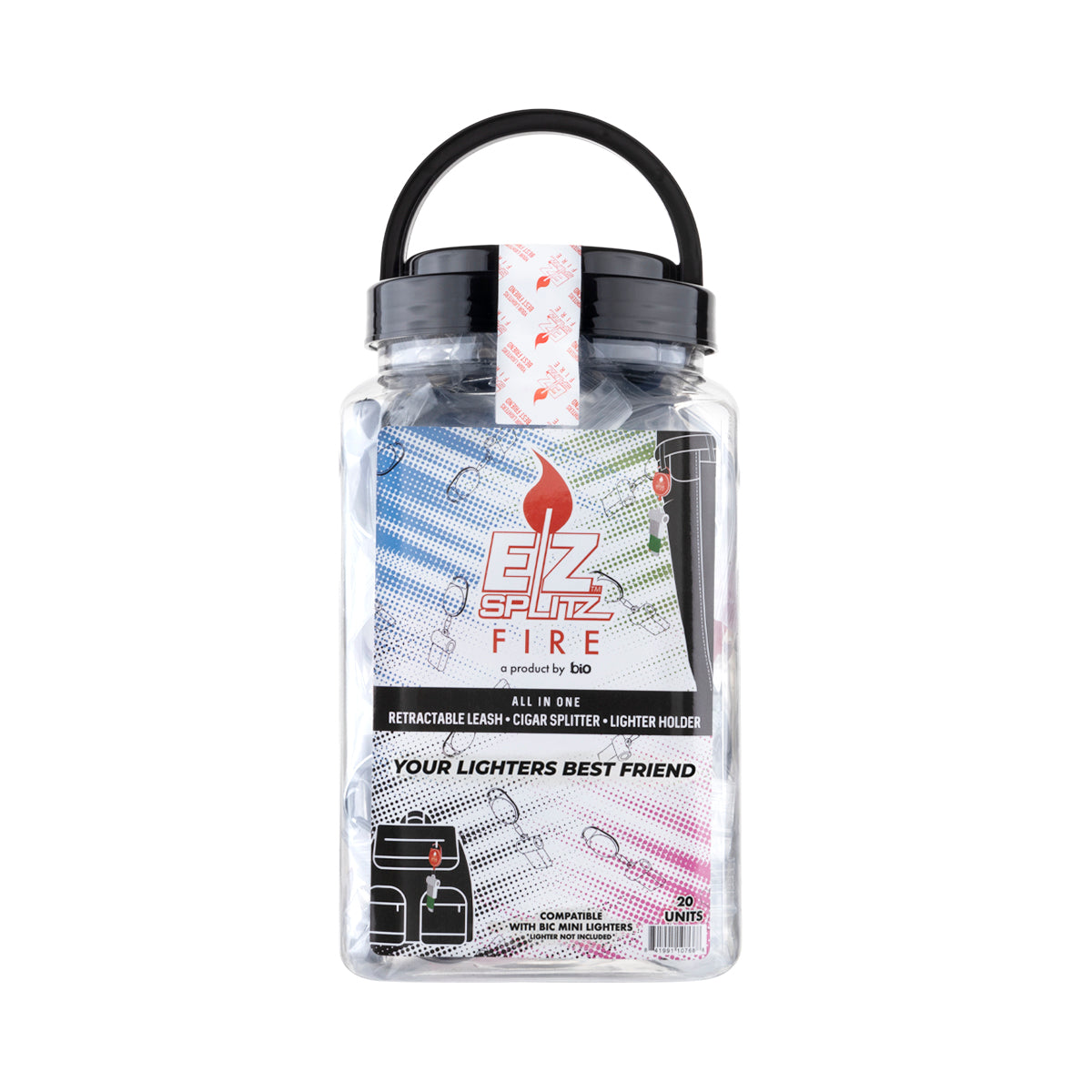 EZ Splitz | 'Non Pre-Priced' FIRE Cigarillo Blunt Splitter & Lighter Holder | Assorted Colors - 20 Count