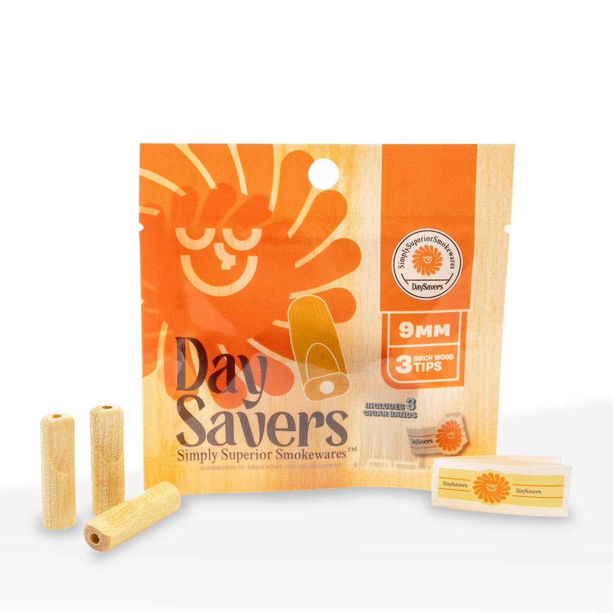 DaySavers | Filter Tips | Various Styles - 9mm - 20 Count - Biohazard Inc - Birch Wood Filter Tips