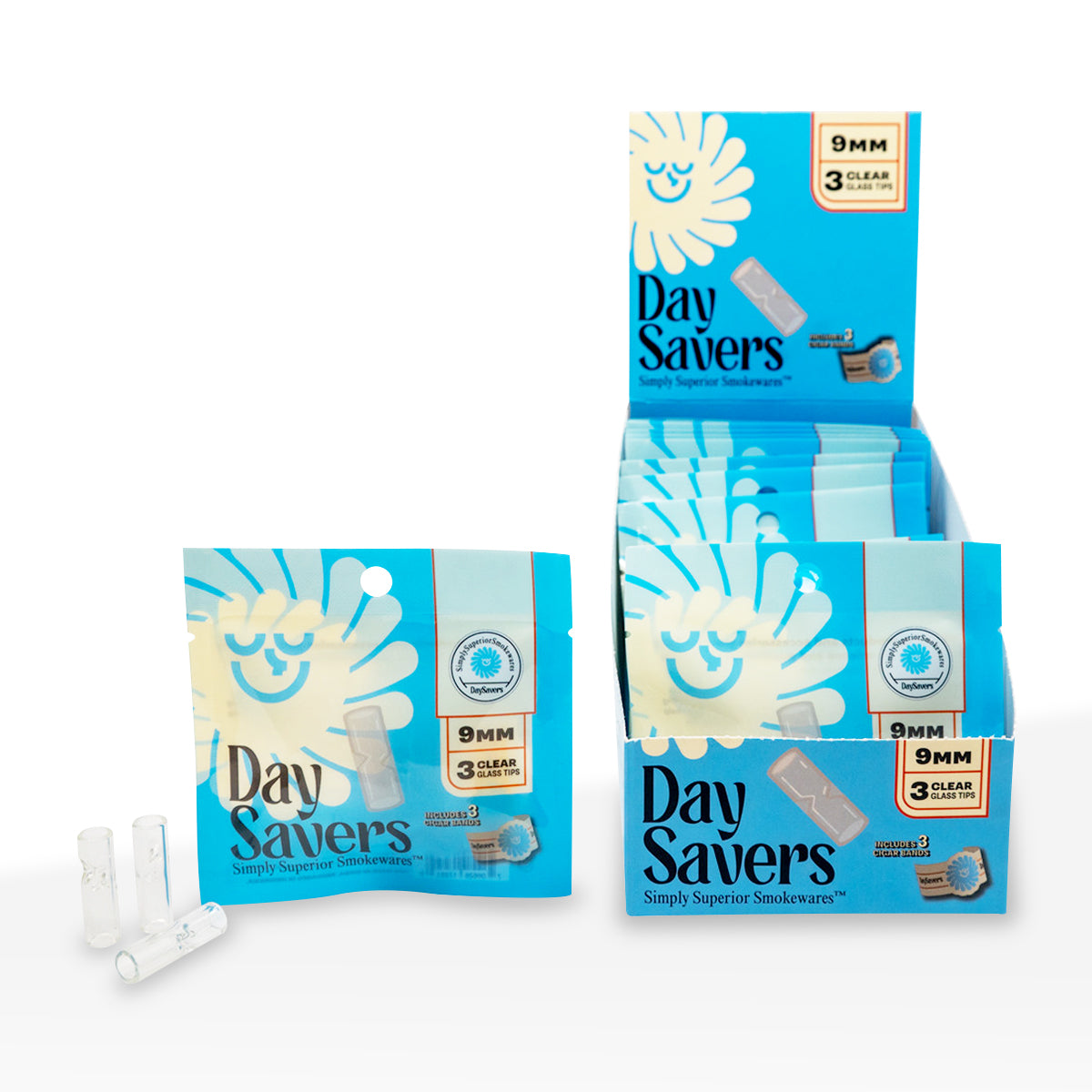 DaySavers | Filter Tips | Various Styles - 9mm - 20 Count - Biohazard Inc - Glass Filter Tips