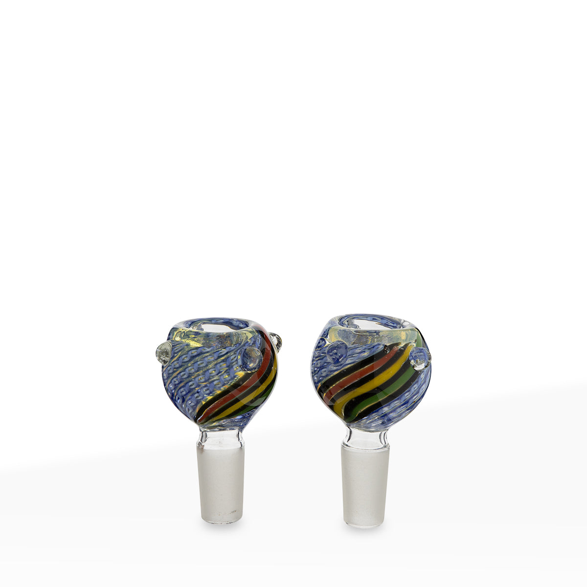 Bowl | Rasta Swirl Stripe White Lattacino Bowl | 14mm - Rasta