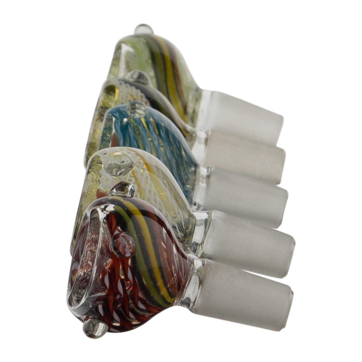 Bowl | Lattichino Striped Glass Bowls | 14mm - Assorted Colors - 5 Count