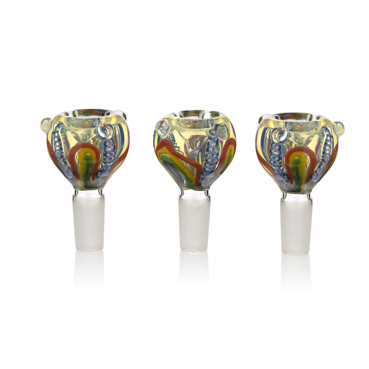 Bowl | Rasta Flower Glass Bowls | 14mm - Rasta - 3 Count