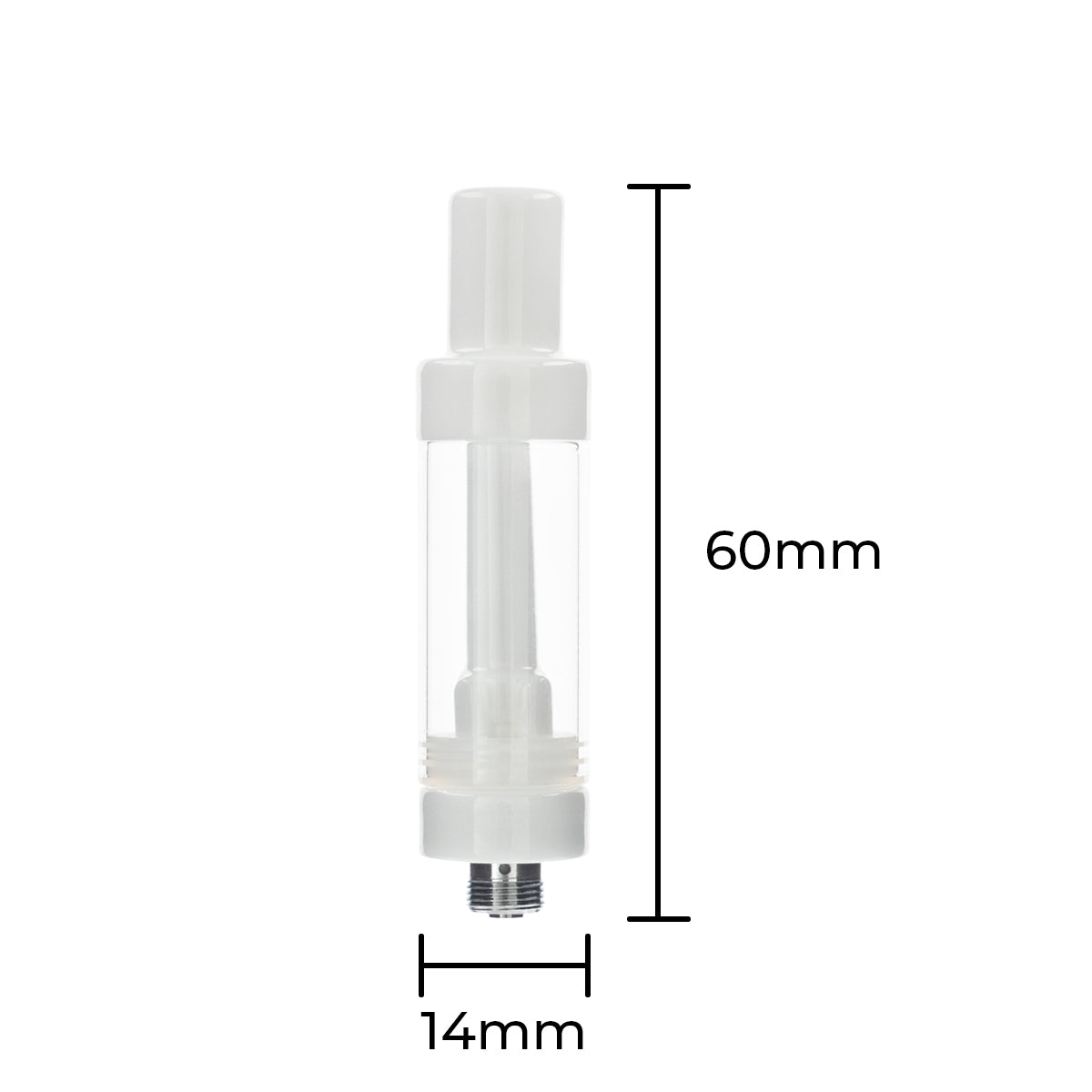 Vape Cartridge | Ceramic Coil w/ White Round Tip (510 Thread) | 2ml - Press On - 100 Count Biohazard Inc