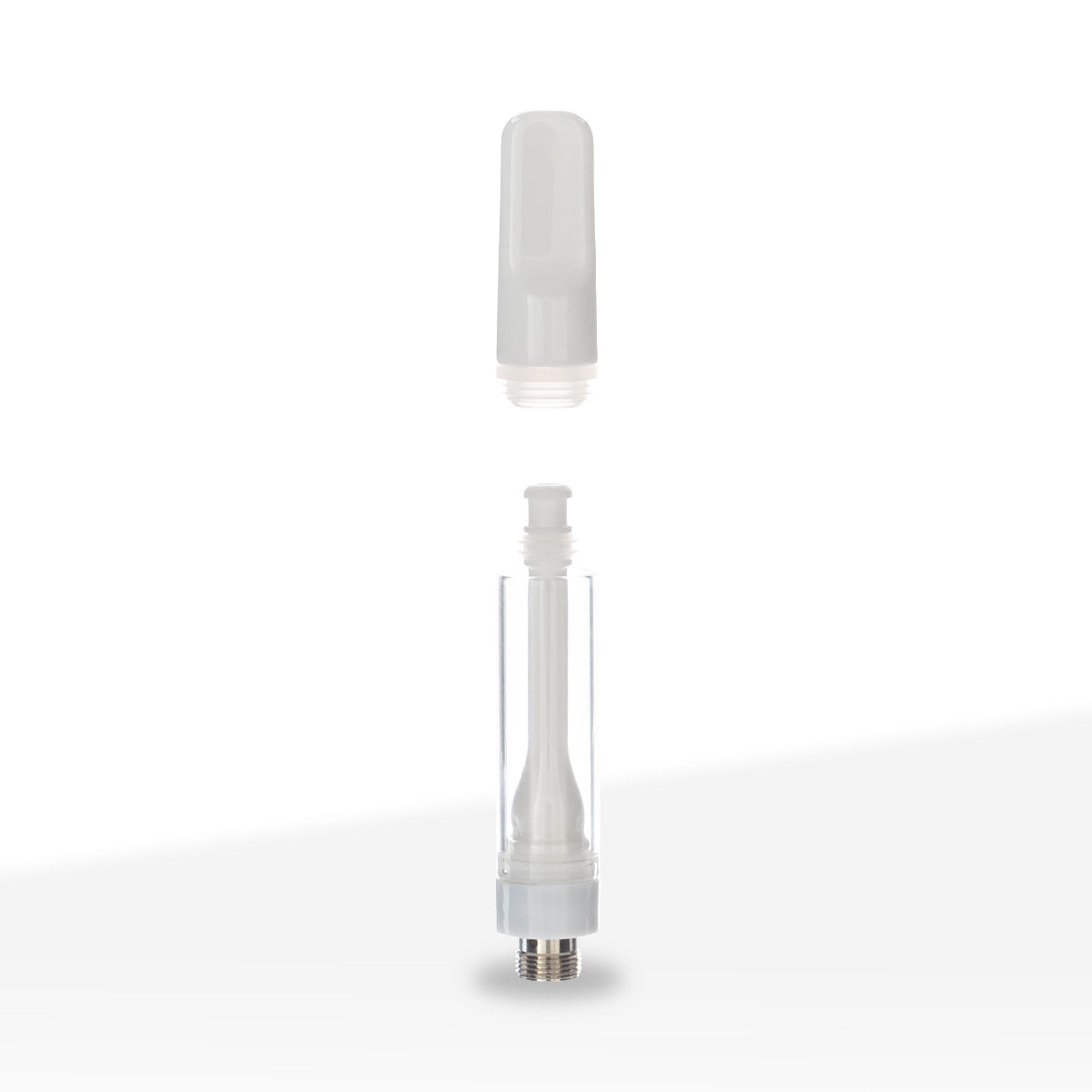 Vape Cartridge | Ceramic Coil w/ White Flat Tip (510 Thread) | 1mL - Press On - 100 Count Biohazard Inc