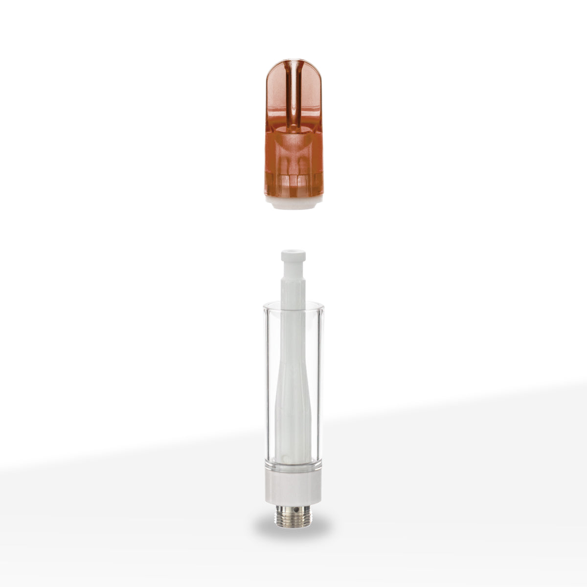 510 Vape Cartridge | Full Ceramic with Amber Plastic Mouth Tip | 1mL - Press On - 100 Count - Biohazard Inc