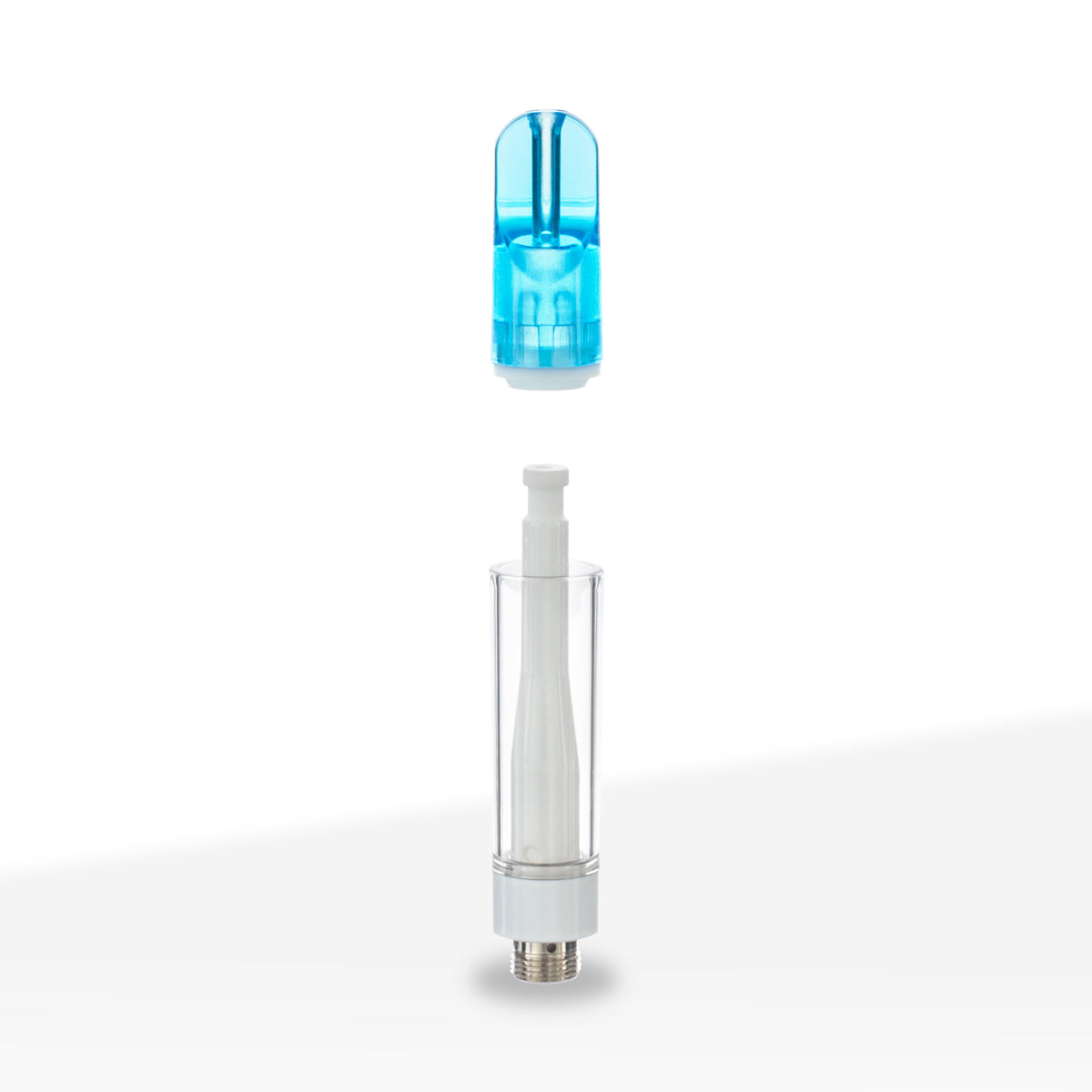 510 Vape Cartridge | Full Ceramic with Blue Plastic Mouth Tip | 1mL - Press On - 100 Count - Biohazard Inc