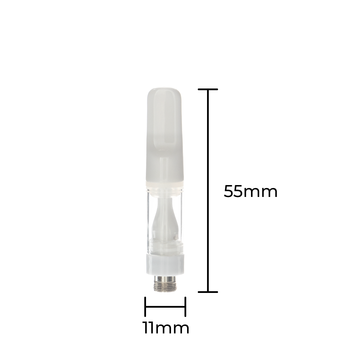 510 Vape Cartridge | Full Ceramic with White Mouth Tip | 0.5g - Press On - 100 Count