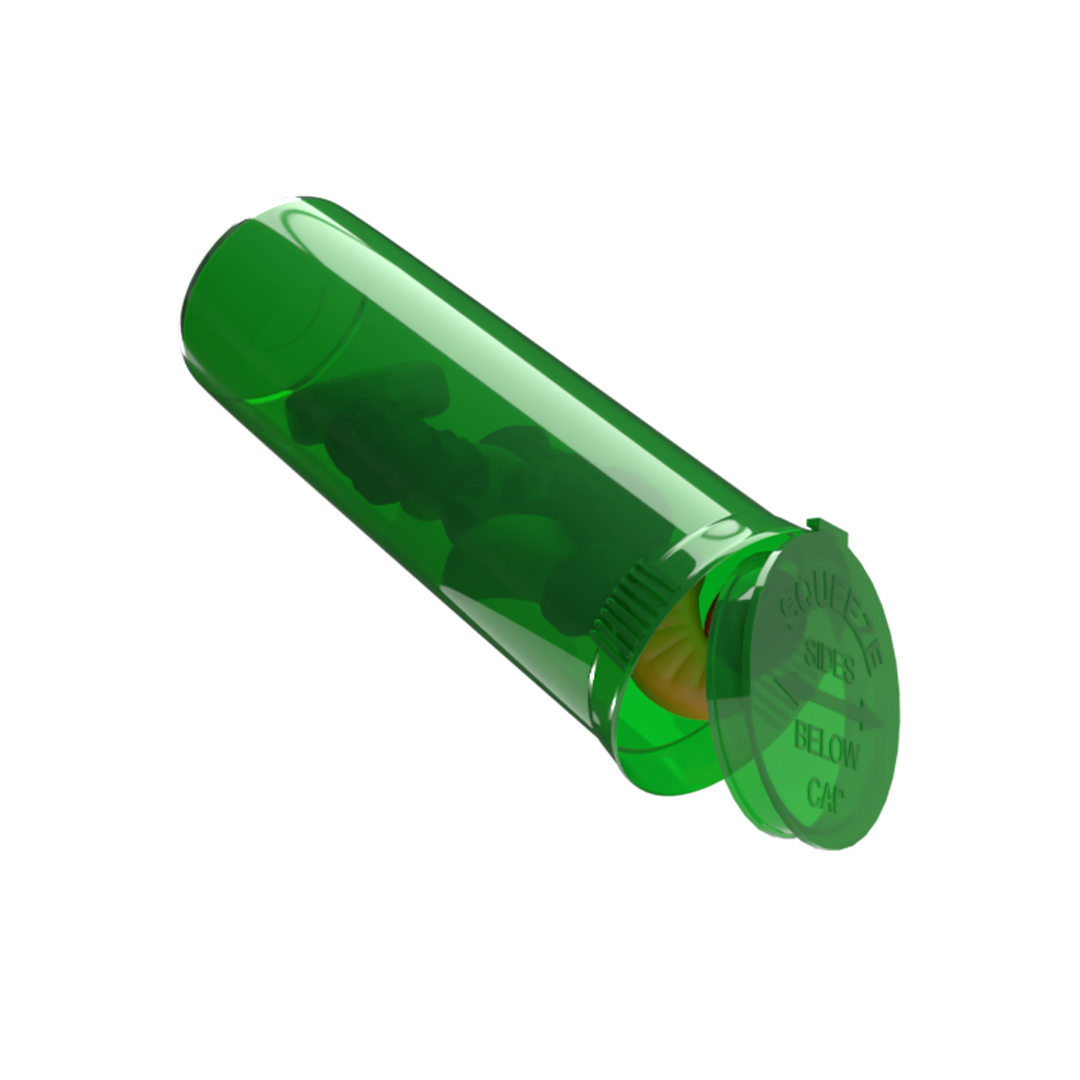 Plastic Pop Top Bottles | 60 Dram - 14 Grams - 75 Count - Various Colors - Direct Print - Biohazard Inc