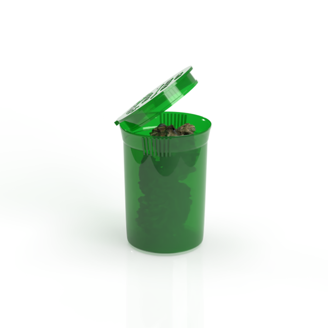 Plastic Pop Top Bottles | 6 Dram - 1 Gram - 600 Count - Various Colors - Flower - Biohazard Inc