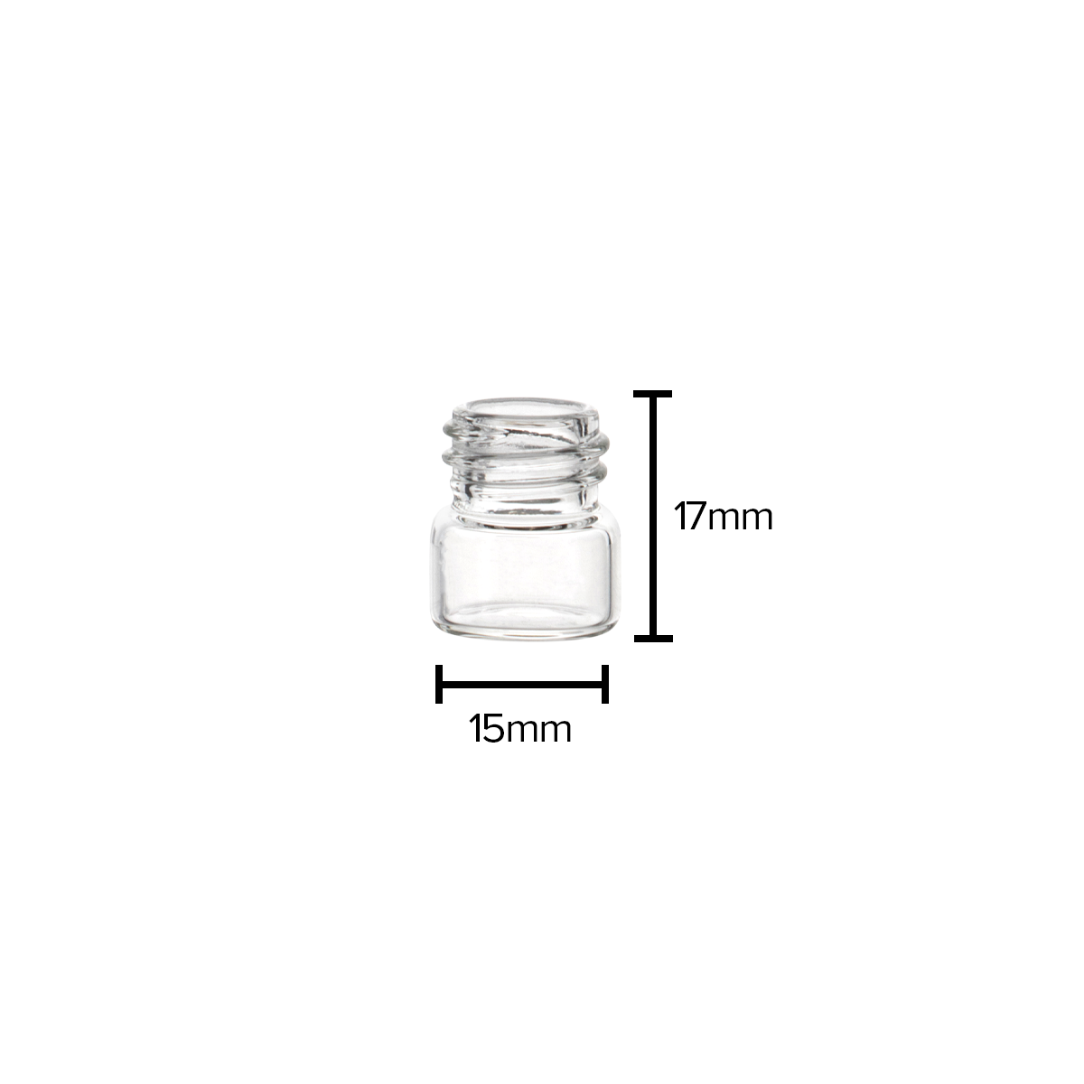 American Glass Vial | Oil Vial 13/425 Thread | 17mm - Clear - 144 Count VC131517 Biohazard Inc