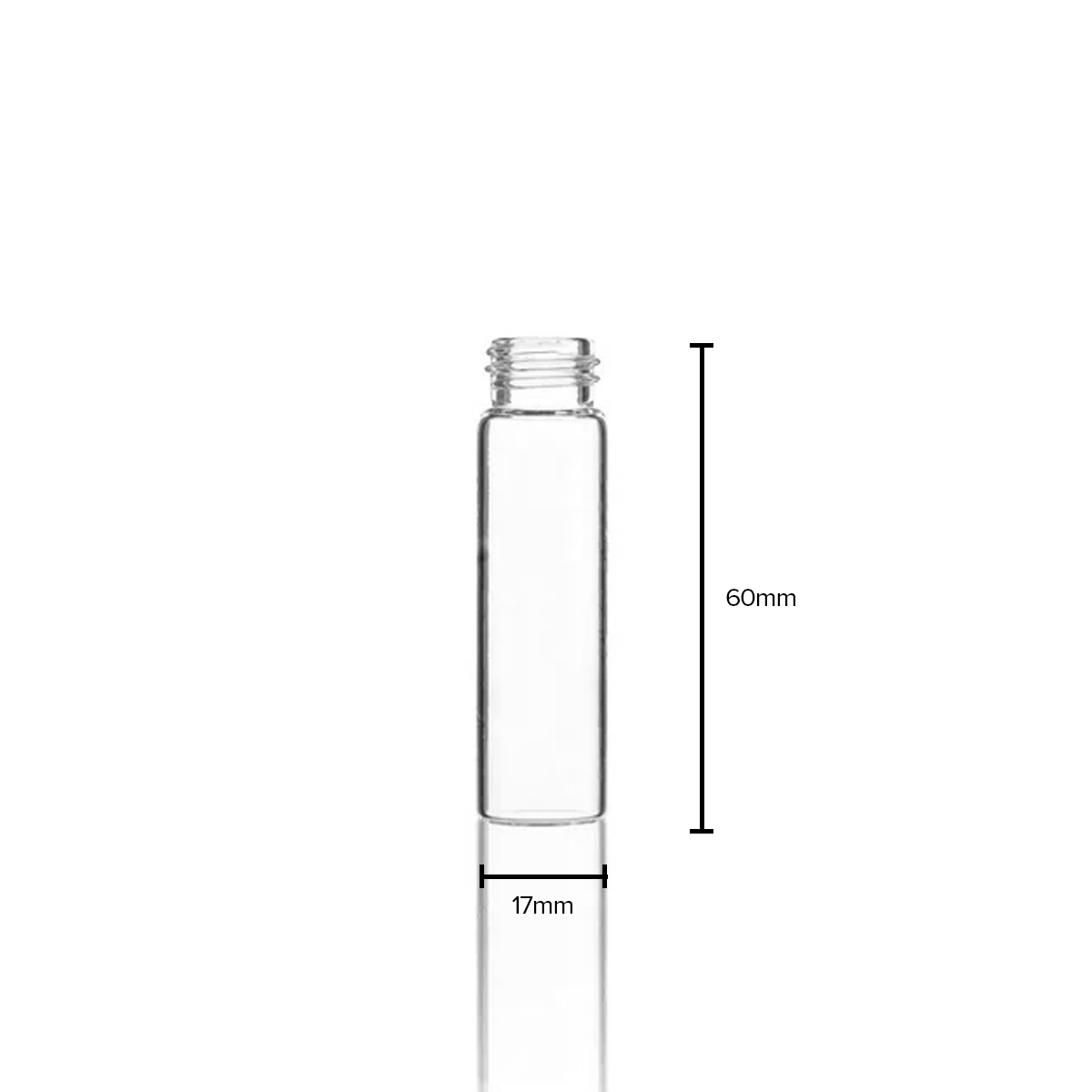 American Glass Vial | Oil Vial 15/425 Thread | 60mm - Clear - 371 Count Biohazard Inc