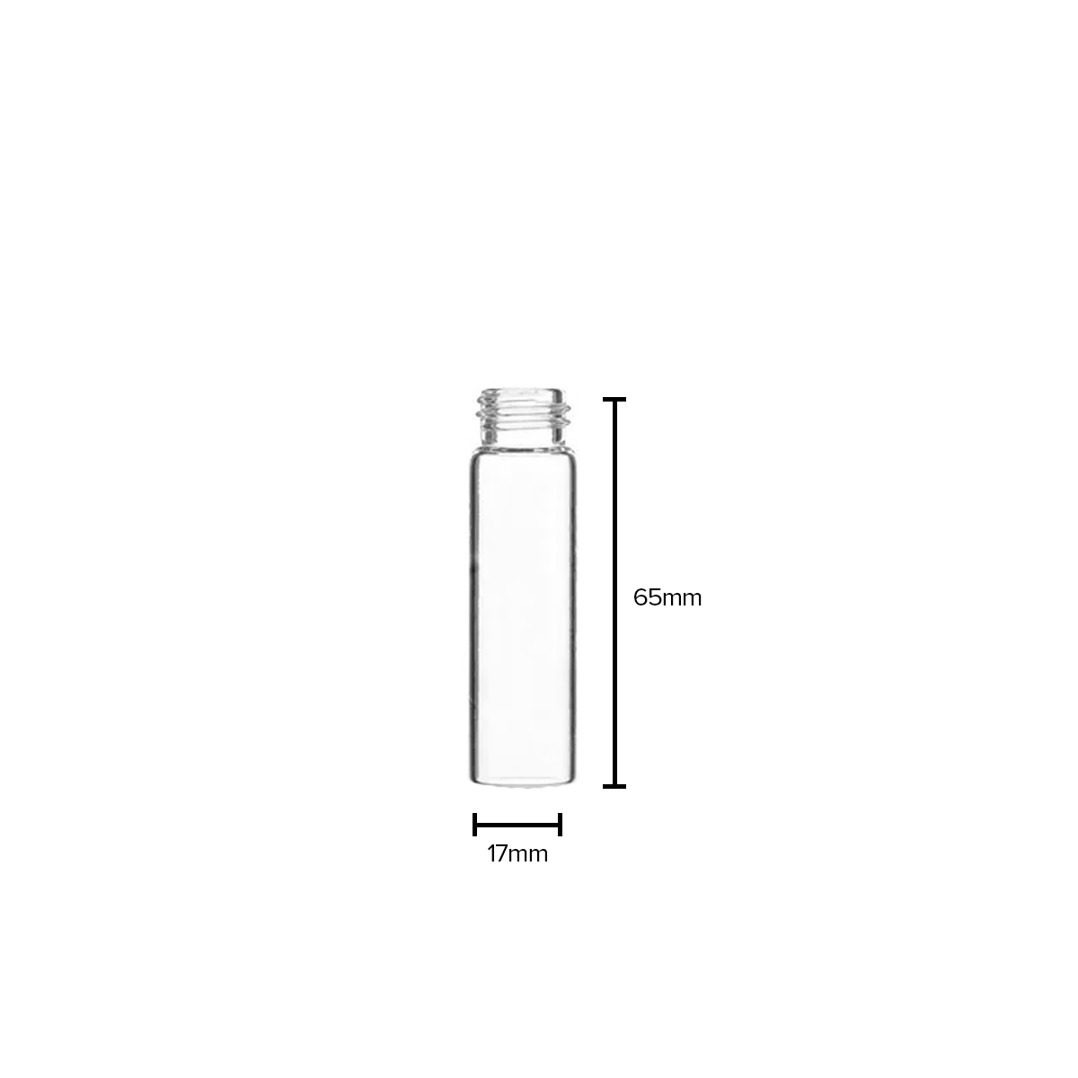 American Glass Vial | Oil Vial 15/425 Thread | 65mm - Clear - 371 Count Biohazard Inc