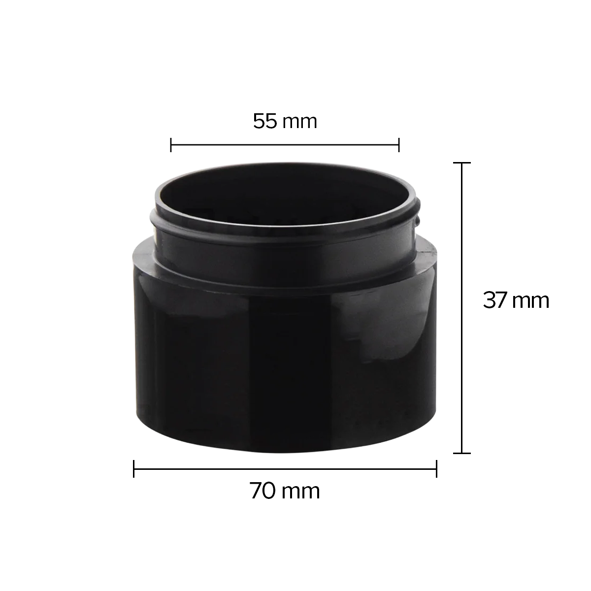 Plastic Jar | Straight Sided Plastic Jars - Black | 63mm - 3oz - 385 Count Plastic Jar Biohazard Inc