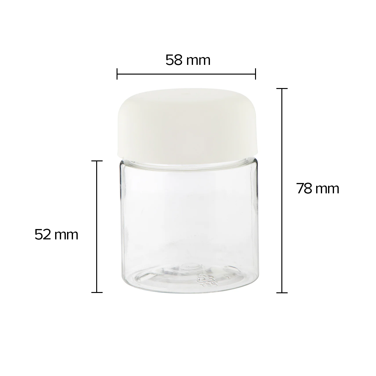 Child Resistant | Straight Sided Plastic Jars w/ Dome Caps - Clear/White | 53mm - 4oz - 100 Count - Biohazard Inc