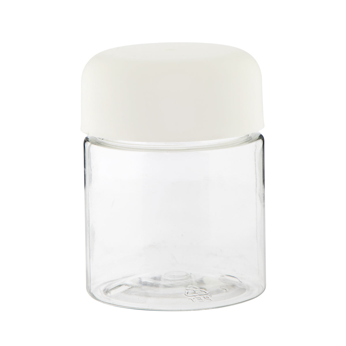 Child Resistant | Straight Sided Plastic Jars w/ Dome Caps - Clear/White | 53mm - 4oz - 100 Count - Biohazard Inc