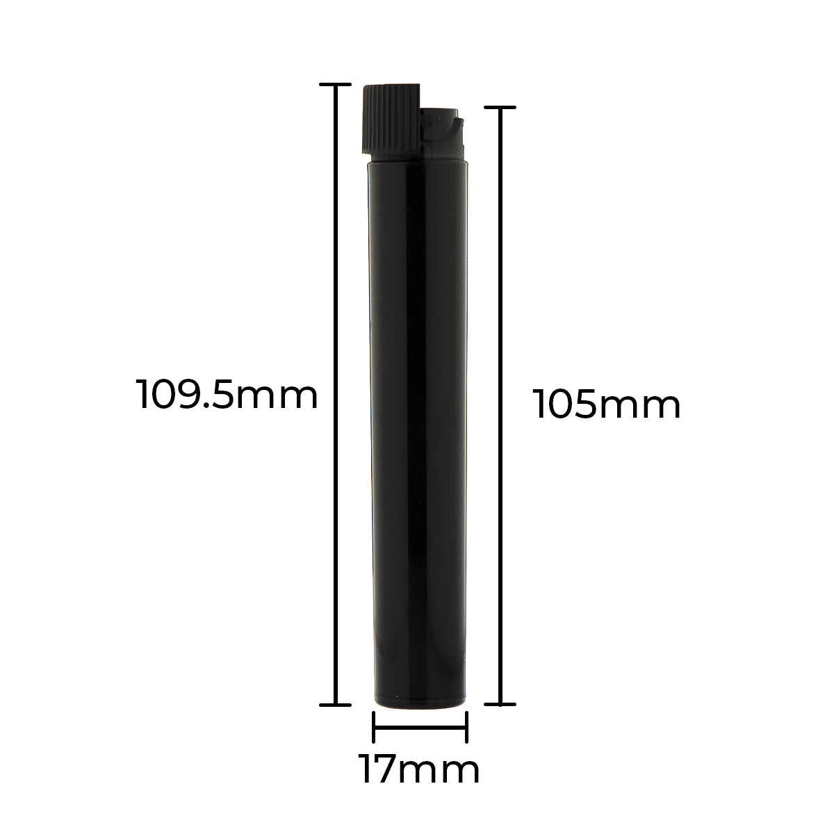 Child Resistant | Push & Turn Vape Cartridge Black Tubes w/ Black Caps | 105mm - 500 Count - Biohazard Inc