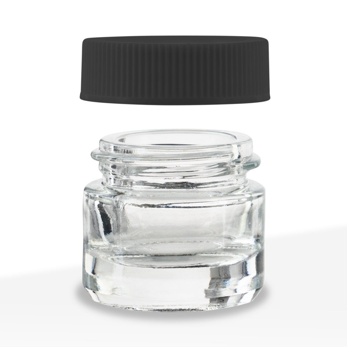 Concentrate Containers | Clear Glass Concentrate Containers w/ Black Caps | 5ml - 250 Count - Biohazard Inc