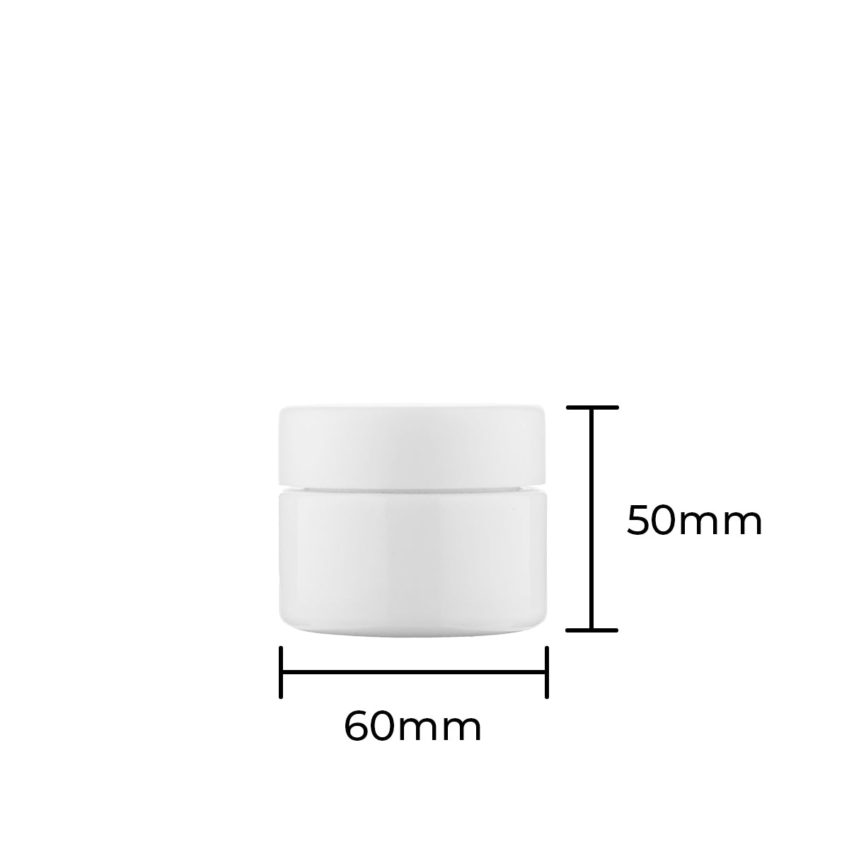 Child Resistant | Straight Sided Glass Jars w/ Flush Caps - Opaque White | Various Sizes Child Resistant Jar Biohazard Inc 53mm - 2oz - 200 Count