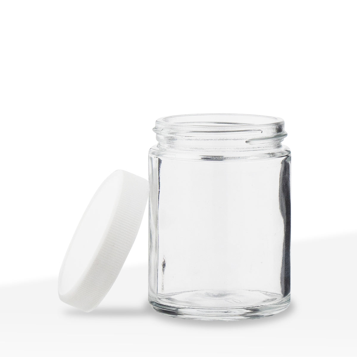 Glass Jar | Straight Sided Clear Glass Jars w/ White Caps | 4oz - 120 Count Glass Jar Biohazard Inc