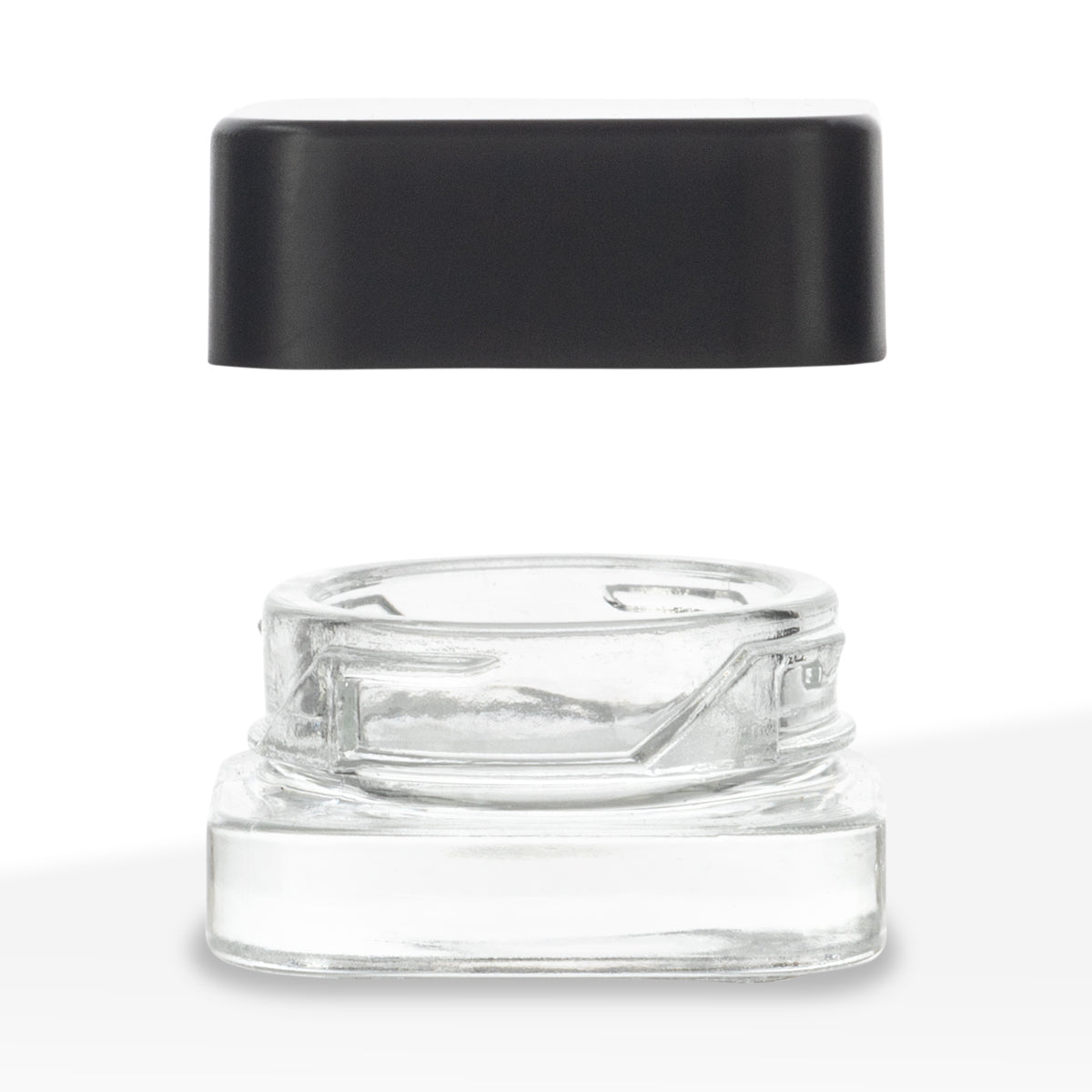 Glass Concentrate Jar | Child Resistant Square w/ Caps | 5ml - Various Colors - 250 Count - Biohazard Inc - Clear Jar with Black Cap