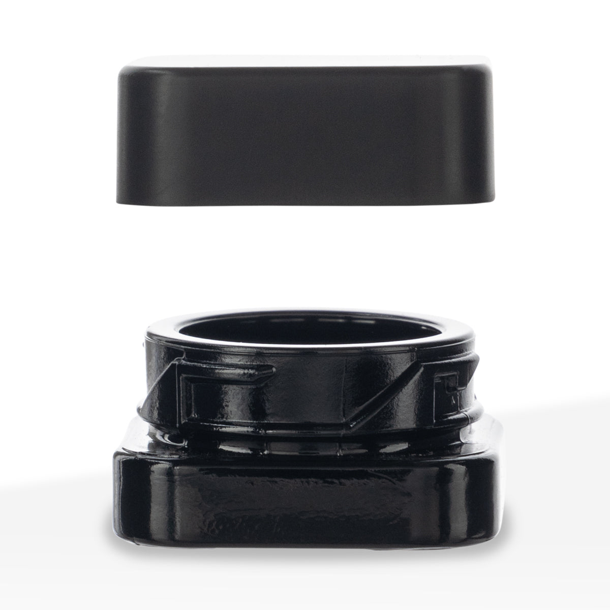 Glass Concentrate Jar | Child Resistant Square w/ Caps | 5ml - Various Colors - 250 Count - Biohazard Inc - Black Jar with Black Cap