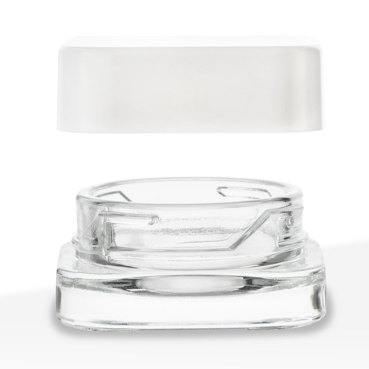 Glass Concentrate Jar | Child Resistant Square w/ Caps | 9ml - Various Colors - 250 Count - Biohazard Inc - Clear Jar with White Cap