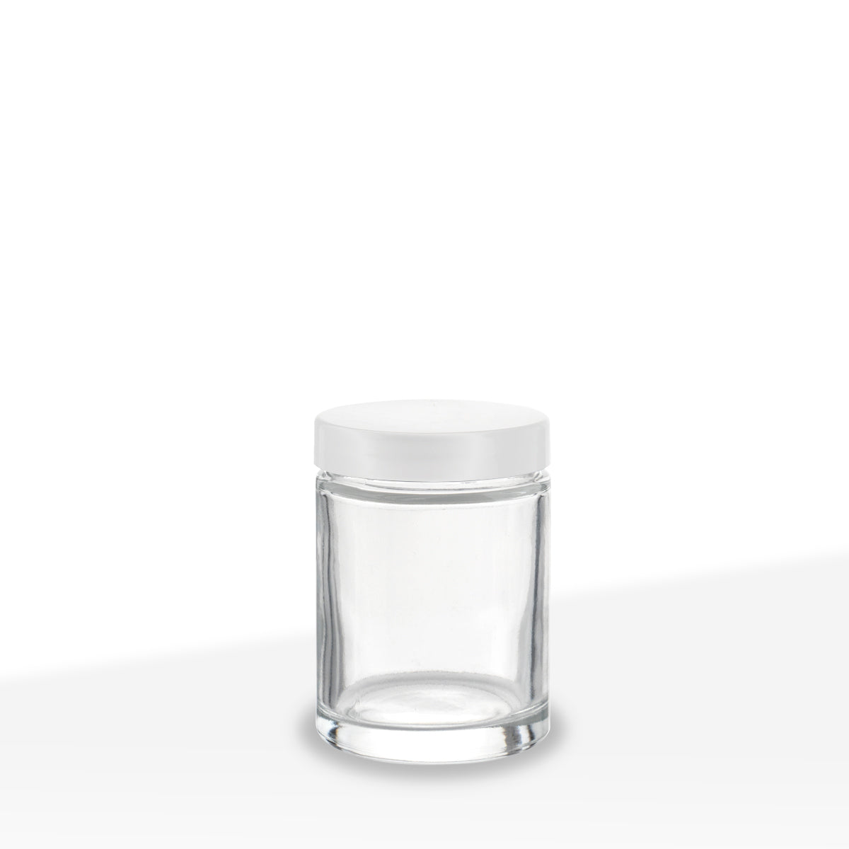 Glass Jar | Straight Sided Clear Glass Jars w/ Smooth White Caps | 4oz - 120 Count Glass Jar Biohazard Inc