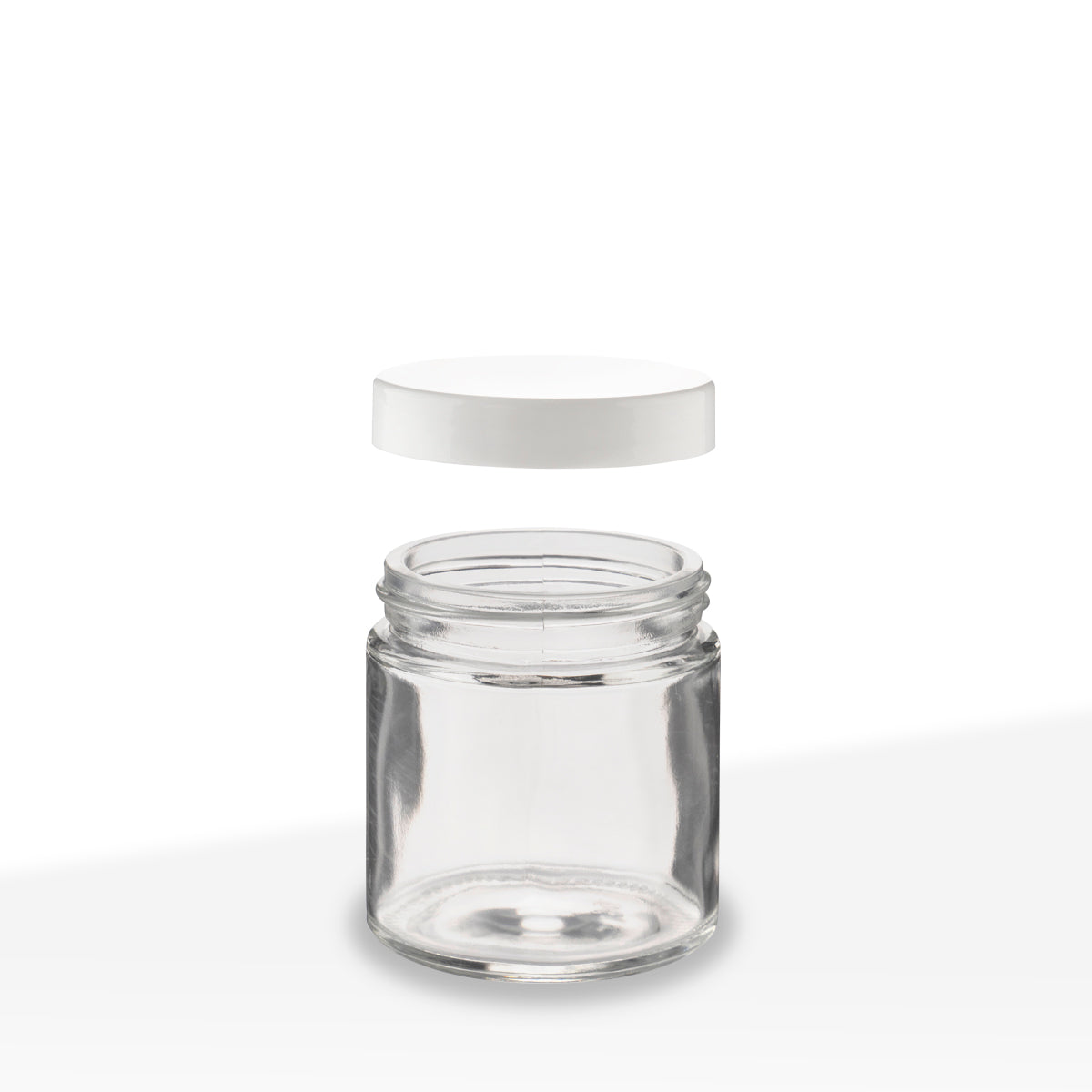 Glass Jars | Straight-Sided w/ Smooth White Caps | 3oz - Clear - 150 Count