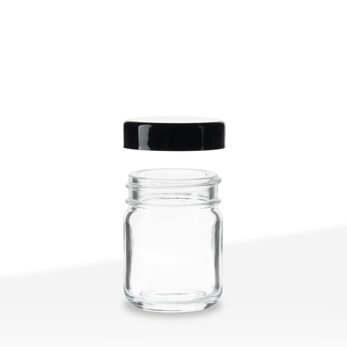 Glass Jars with Caps | Straight Sided w/ Black Caps | 1oz - Clear - 252 Count Biohazard Inc