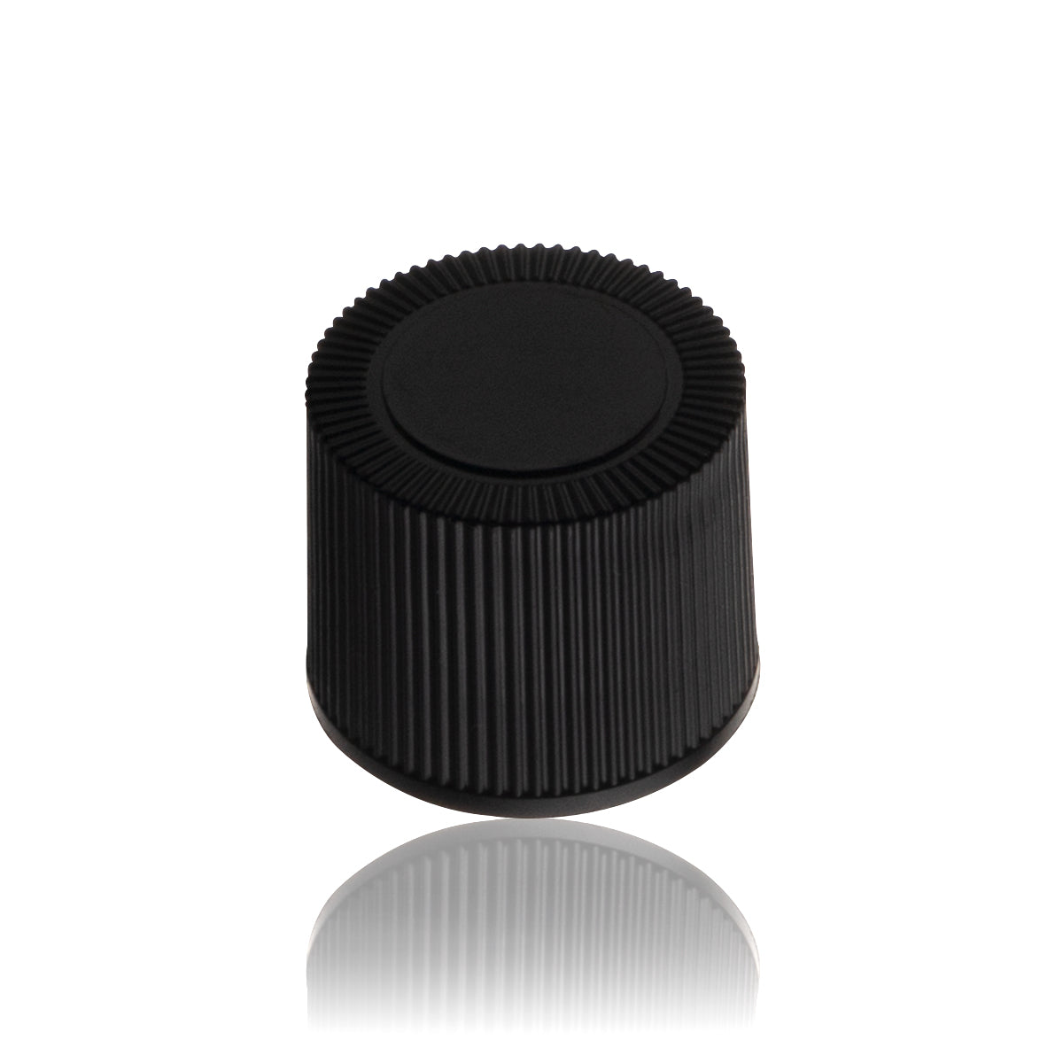Plastic Cap | Ridged Polypropylene w/ No Liner | 15mm - Black - 371 Count