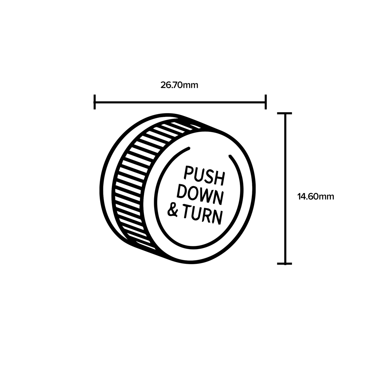 Child Resistant Plastic Caps | Embossed Text w/ Foil Liner | 20mm - White - 240 Count - Biohazard Inc
