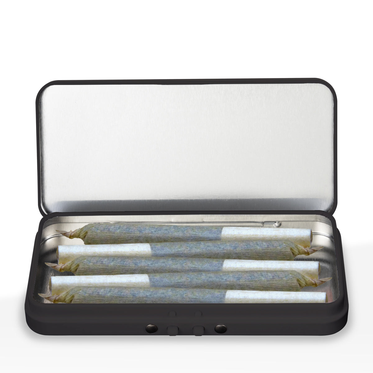 Child Resistant Edible Container | Metal Tin | 4.75" x 2.25" - 300 Count - Various Colors - Biohazard Inc - Black