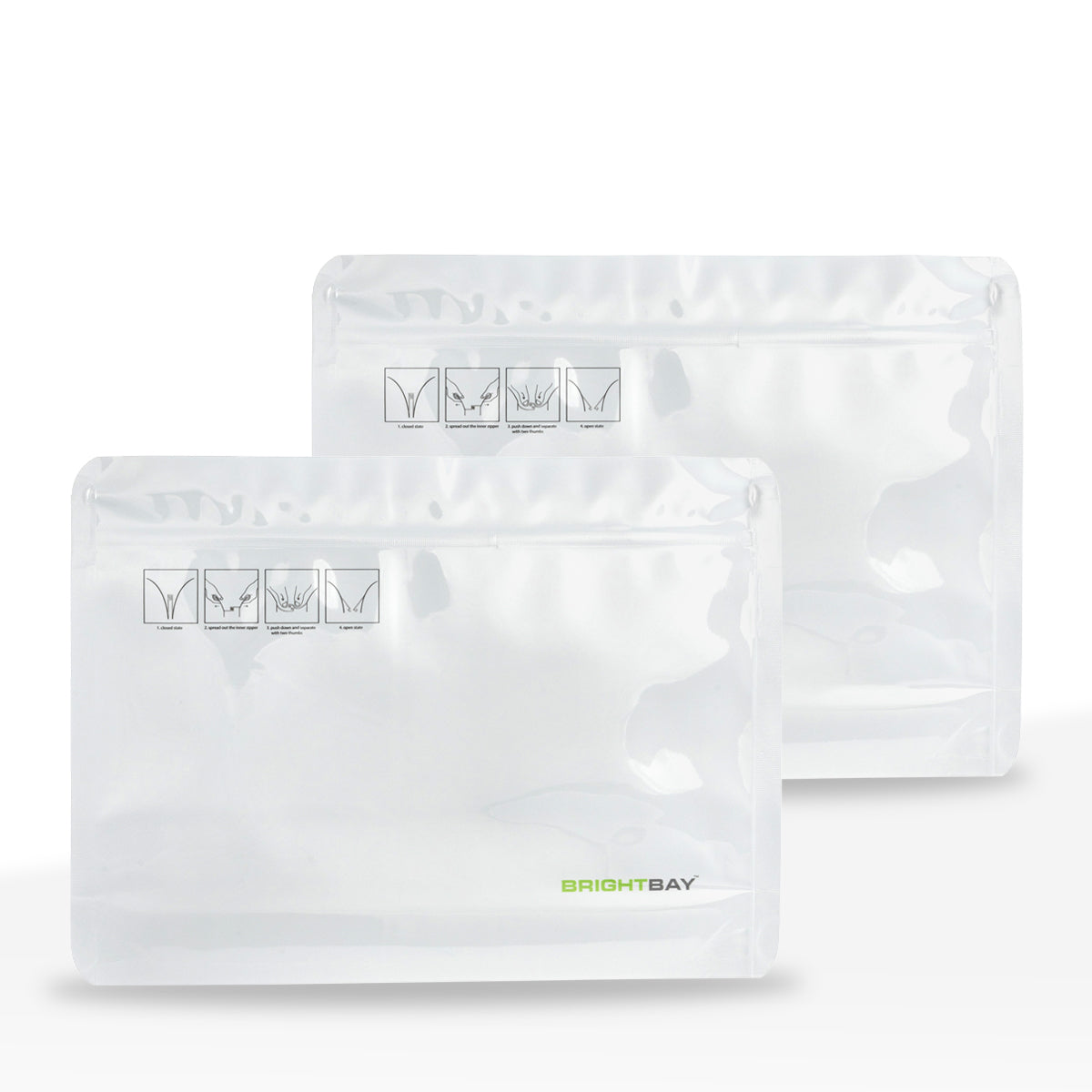 Child-Resistant | Bright Bay™ White Mylar Exit Bags | 8" x 6" - 28g - 250 Count - Biohazard Inc