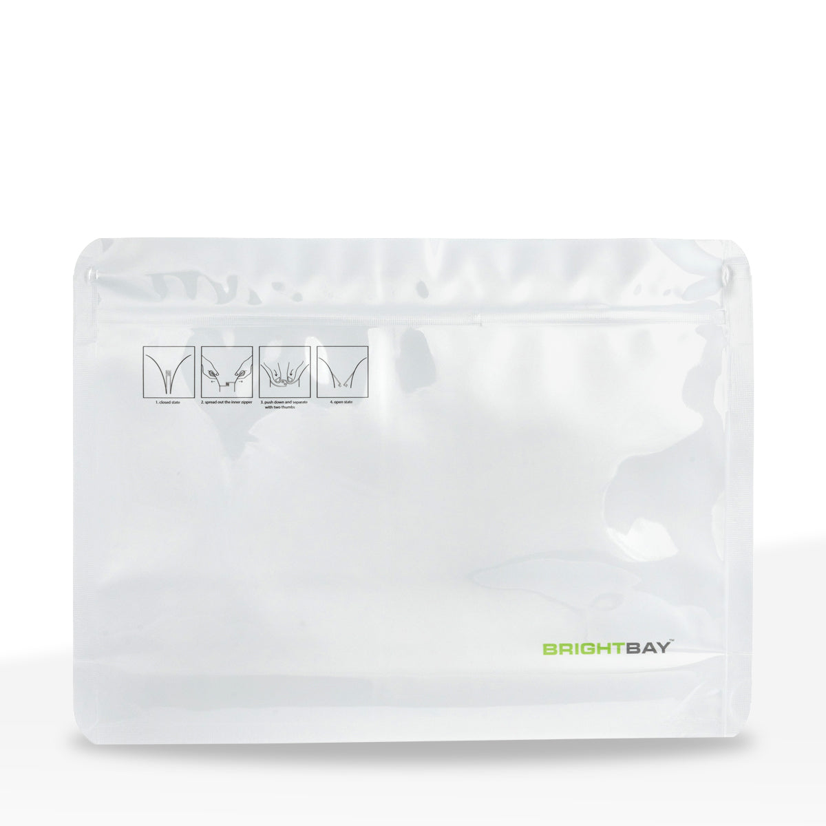 Child-Resistant | Bright Bay™ White Mylar Exit Bags | 8" x 6" - 28g - 250 Count - Biohazard Inc