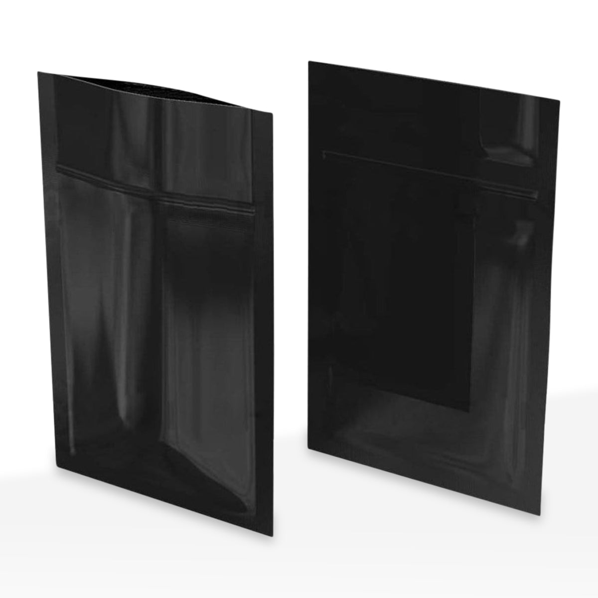 Tamper Evident | Glossy Black Mylar Bags - Tear Notch | 3" x 4.5" - 1g - 1000 Count - Biohazard Inc