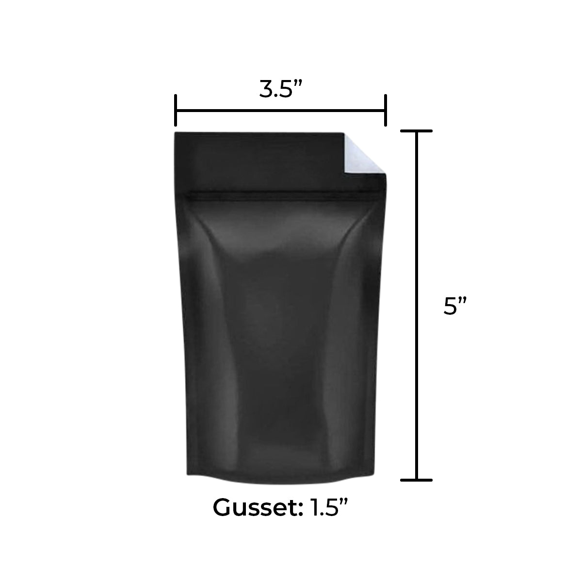 Tamper Evident | Glossy Black Vista Mylar Bags - Tear Notch | 3.65" x 5" - 3.5g - 1000 Count - Biohazard Inc