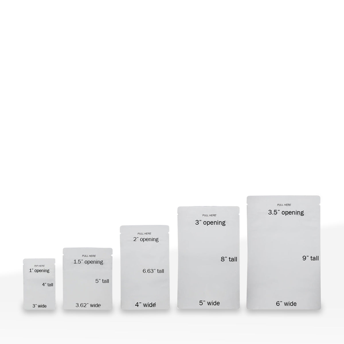 Child-Resistant | Gloss White Mylar Bags - Tear Notch | 5" x 8" - 14g - 1000 Count - Biohazard Inc