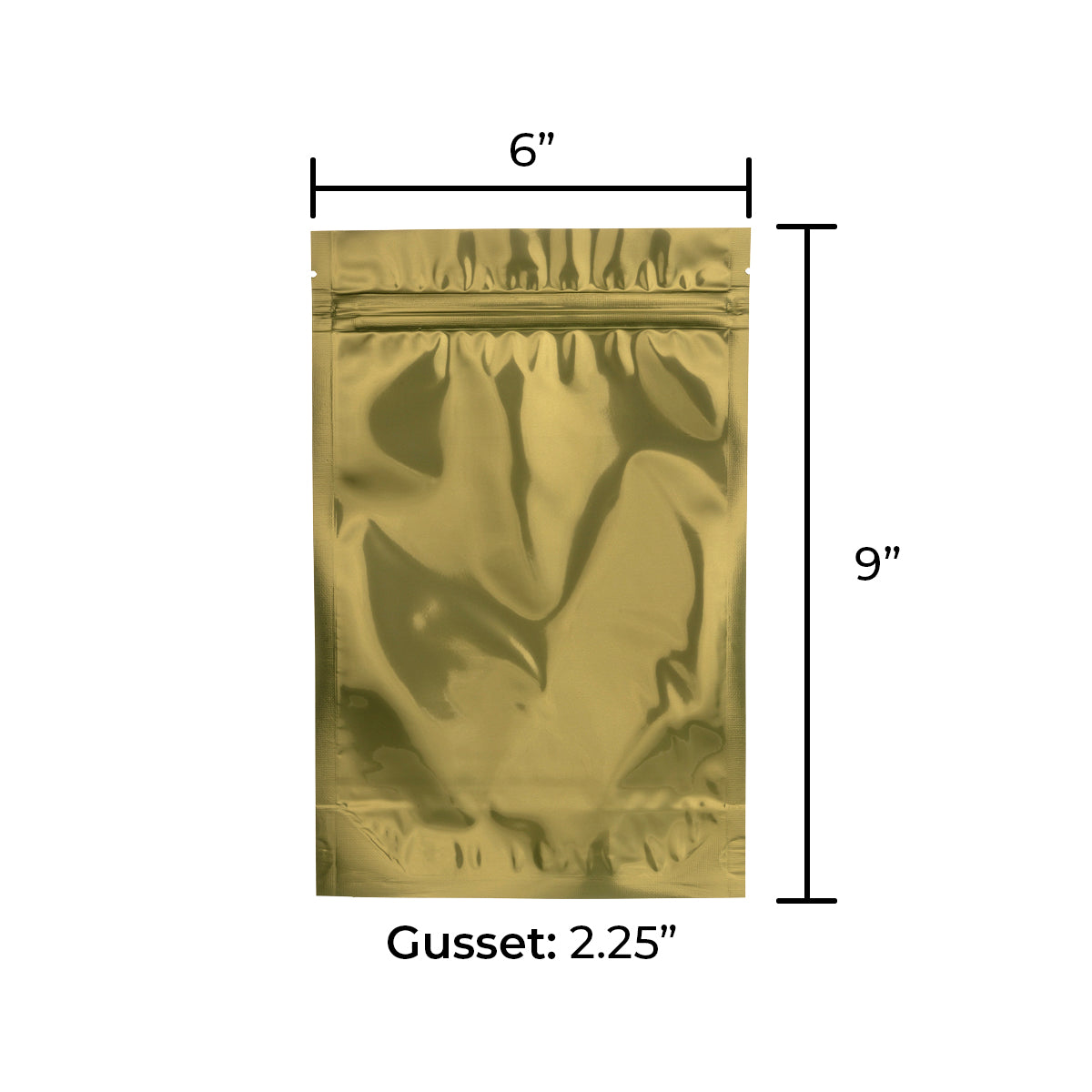 Tamper Evident | Glossy Gold Vista Mylar Bags - Tear Notch | 6" x 9" - 28g - 1000 Count - Biohazard Inc