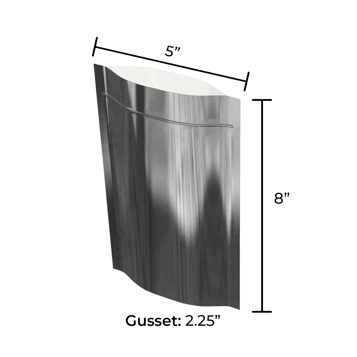 Tamper Evident | Silver Vista Mylar Bags | 5" x 8" - 14g - 1000 Count - Biohazard Inc - Tear Notch