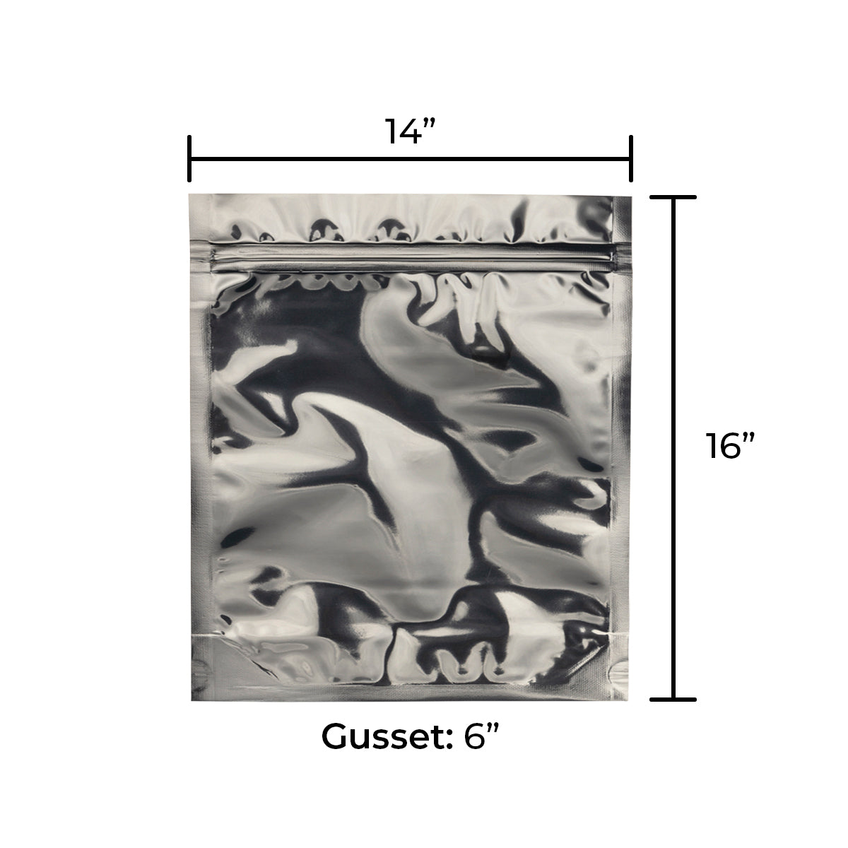Tamper Evident | Silver Vista Mylar Bags | 14" x 16" - 1lb - 100 Count - Biohazard Inc - No Tear Notch