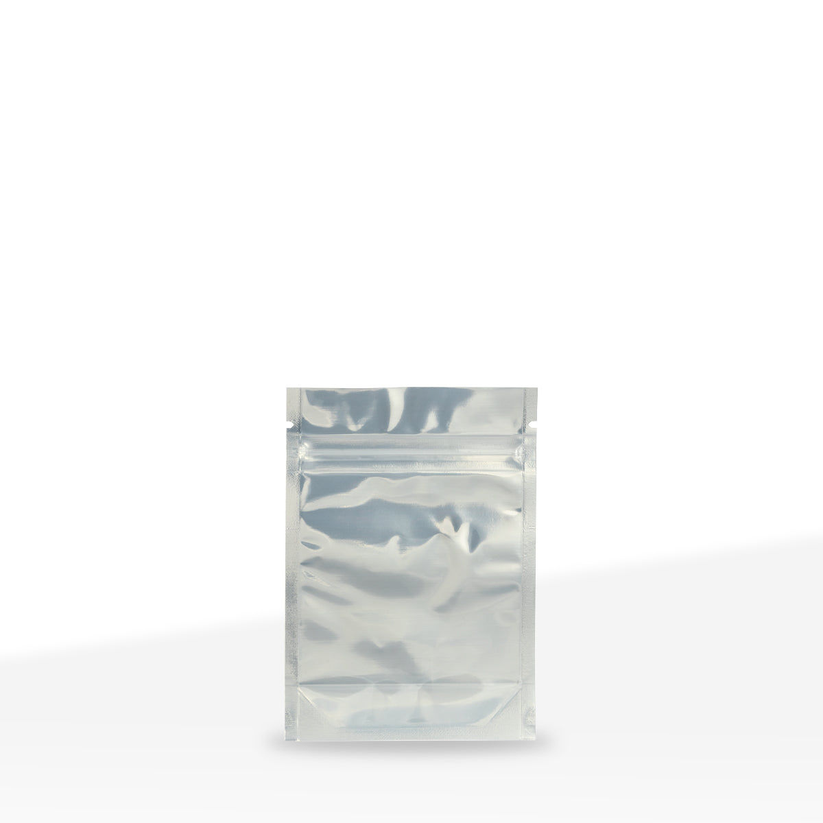 Tamper Evident | Glossy White Vista Mylar Bags | 4" x 5" - 3.5g - 1000 Count - Biohazard Inc - Tear Notch