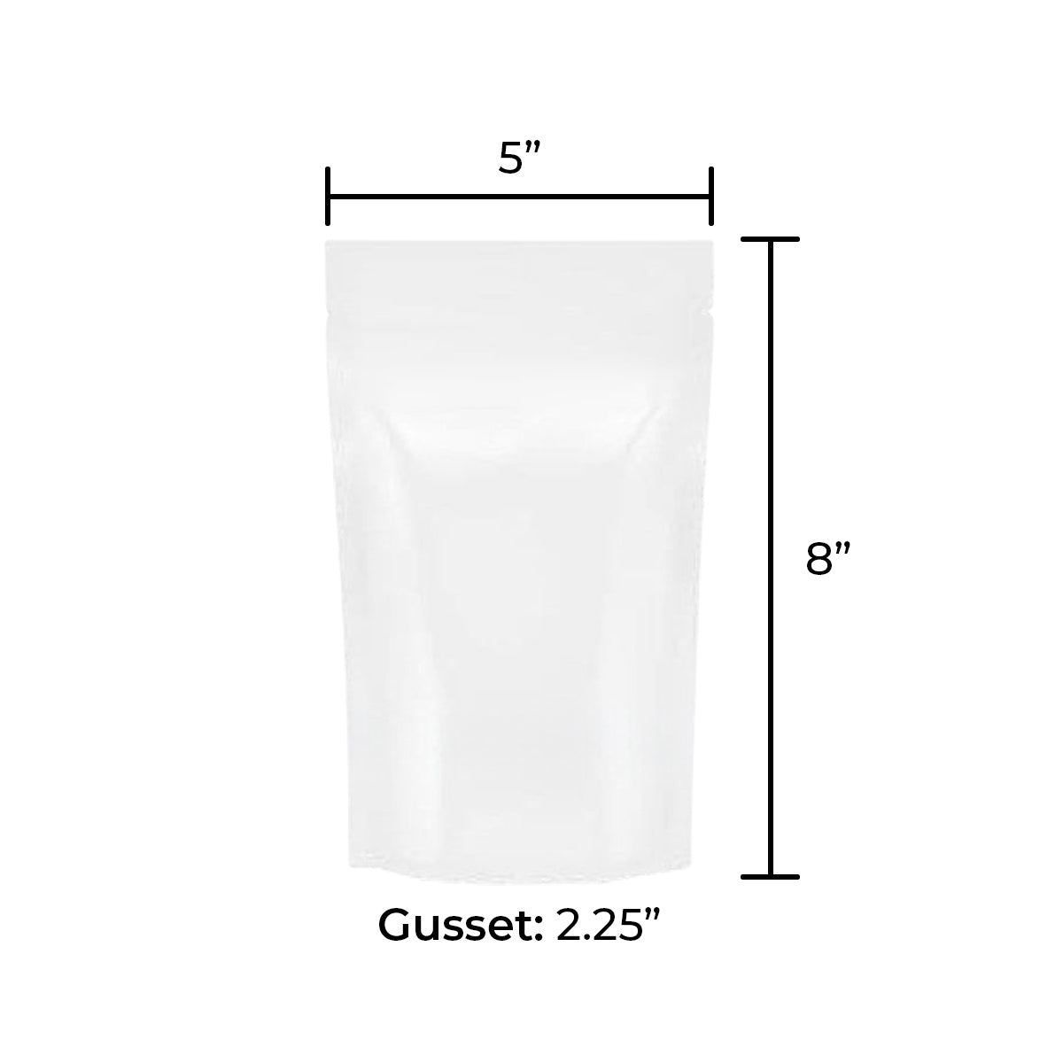 Tamper Evident | Glossy White Mylar Bags | 5" x 8" - 14g - 1000 Count - Biohazard Inc - Tear Notch - No Tear Notch